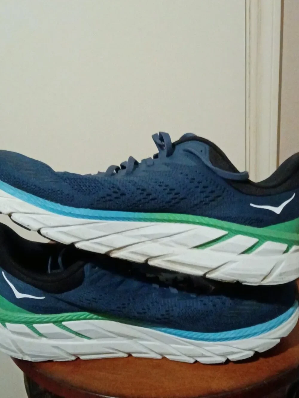 Hoka One One Clifton 7 Blue Running Shoes Mens Size 10 Wide 2E 1110534 MOAN